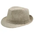 Cappello fedora classico in lino beige traspirante con trama a rilievo per il sole estivo - Adulto M (Circa 57-58cm) / Fascia Coordinata-Cachi Chiaro