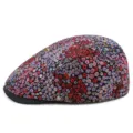 Atmungsaktives Baskenmütze mit Blumenmuster für Sonnenschutz im Sommer und Freizeit - Passend für 56-59cm Kopfumfang / Heißprägung Rot Violett