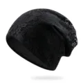 Elegante berretto in pizzo nero a fiori traspirante per abbigliamento casual donna. - Taglia unica / Stile 8 / Nero