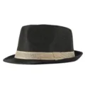 Cappello fedora classico in lino nero traspirante con fascia beige per protezione solare - Adulto M (Circa 57-58cm) / Nero (Fascia a Contrasto)