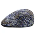 Atmungsaktive flache Netzkappe mit Blumenmuster für den Sommer und Freizeitaktivitäten - Passend für 56-59cm Kopfumfang / Heißprägung Blau Silber
