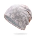 Cappello beanie traspirante da donna in pizzo floreale, colore rosa e grigio moda - Taglia Unica - Elastico / Stile 11 / Rosa