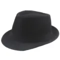 Cappello fedora in lino nero traspirante in stile classico inglese per protezione solare. - Adulto M (Circa 57-58cm) / Nero (Fascia Stesso Tessuto)