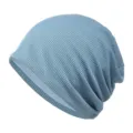 Berretto slouchy traspirante in maglia a nido d'ape celeste per il tempo libero estivo - Taglia Unica (Elasticizzata) / Stile Vuoto / Celeste
