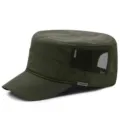Men's summer breathable mesh military cadet cap in dark green for outdoor sun protection - Standard Size (56-59cm) / Mesh Style / Army Green