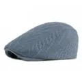 Blue-grey cable-knit newsboy cap, warm winter flat cap with retro British style - Adjustable 55-59cm Head Circumference / Braided Pattern - Greyish Green