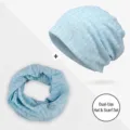 Set coordinato berretto e scaldacollo in maglia traspirante azzurro con trama rigata - Stile a Doppio Uso / Taglia unica / Blu Acqua