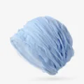 Turbante traspirante azzurro da donna, berretto da notte in cotone leggero - Taglia Unica (Elasticizzata) / Stile a persiana / Celeste