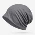 Bonnet slouchy en coton respirant gris foncé pour hommes et femmes - Taille unique / Gris Chiné Foncé
