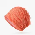 Turbante plissettato corallo leggero da donna, berretto estivo traspirante per chemio - Taglia Unica (Elasticizzata) / Stile a persiana / Arancione