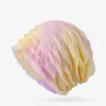 Berretto traspirante in rete con balze a strati e sfumatura rosa e gialla da donna - Taglia Unica (Elasticizzata) / Stile a persiana / Sfumato Viola Giallo