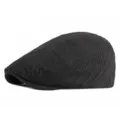Classic black knitted beret cap with retro textured pattern for autumn and winter - Adjustable 55-59cm Head Circumference / Braided Pattern - Black