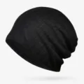 Gorro de punto fino transpirable con rayas negras para hombre y mujer moda casual chic - Estilo de Parte Superior Cerrada / Talla única / Negro