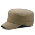Breathable khaki flat top cadet cap for men, summer outdoor sun protection hat - Standard Size (56-59cm) / Quick Dry Style / Khaki