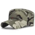 Berretto militare camouflage a testa piatta con ricamo vintage e logo a stella rossa moda - Regolabile (56-60cm) / Stile 12 - Mimetico