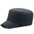 Breathable dark grey men's flat-top military cap for summer outdoor sun protection gear - Standard Size (56-59cm) / Quick Dry Style / Gray