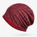 Gorro beanie fino de rayas rojo oscuro para hombre y mujer transpirable primavera - Estilo de Parte Superior Cerrada / Talla única / Burdeos