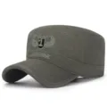 Berretto classico stile militare verde oliva con ricamo Airborne Assault per uomo - Regolabile (56-60cm) / Stile 11 - Verde Militare