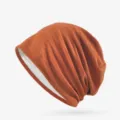 Berretto slouchy leggero in cotone traspirante per donna color arancione ruggine - Taglia Unica (Elasticizzata) / A Strisce / Arancione