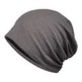 Elegante berretto traspirante grigio in maglia a nido d'ape per donna in cotone leggero - Taglia Unica (Elasticizzata) / Stile Vuoto / Grigio scuro