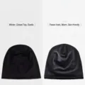 Bonnet d'hiver noir avec doublure en velours doux et coupe élastique pour le froid - Taille unique / Black (dark gray velvet)-winter