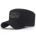 Cappello militare nero casual a testa piatta con toppa ARMY ricamata per uomo sportivo - Regolabile (56-60cm) / Stile 13 - Nero
