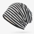 Berretto slouchy a righe bianche e nere per uomo e donna, cappello estivo traspirante - Stile con Parte Superiore Chiusa / Taglia unica / righe bianche e nere