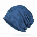 Berretto slouchy mimetico blu traspirante da donna, copricapo estivo casual sottile - Taglia Unica (Elasticizzata) / Mimetico / Blu navy