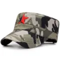 Elegante berretto piatto mimetico con stella rossa e ricamo della Royal Air Force - Regolabile (56-60cm) / Stile 10 - Mimetico