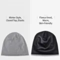 Bonnet en coton polyvalent avec doublure polaire chaude et extérieur en tricot gris - Taille unique / Light gray (dark gray velvet)-winter