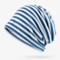 Berretto slouchy traspirante a righe blu e bianche leggero per uomo e donna - Stile con Parte Superiore Chiusa / Taglia unica / A Righe Blu Marino Bianco