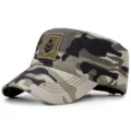Berretto cadet mimetico in stile militare con toppa ricamata a stella e chevron - Regolabile (56-60cm) / Stile 9 - Mimetico