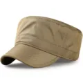Lightweight khaki military flat top cap with breathable honeycomb pattern texture - Standard Size (56-59cm) / Honeycomb Quick-dry Style / Khaki