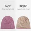 Bonnet d'hiver souple avec extérieur violet et doublure en polaire chaude à l'intérieur. - Taille unique / light purple (beige velvet)-winter