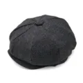 Classic grey woolen octagonal newsboy cap with textured fabric for men and women - One Size / Charcoal Grey Texture (No. 10)
