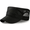 Breathable black mesh cadet cap for men, summer sun protection military style - Standard Size (56-59cm) / Honeycomb Mesh Style / Black