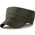 Military style flat top cap with breathable hexagonal mesh fabric in olive brown - Standard Size (56-59cm) / Honeycomb Quick-dry Style / Army Green
