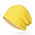 Berretto turbante in cotone giallo leggero e traspirante per donna, copricapo casual da esterno - Taglia Unica (Elasticizzata) / Stile a Righe - Giallo Brillante