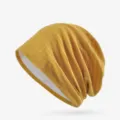 Cuffia in cotone giallo senape leggera e traspirante per donna, stile casual all'aperto - Taglia Unica (Elasticizzata) / Stile a Righe - Zenzero