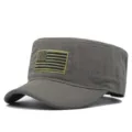 Berretto tattico verde militare a testa piatta per uomo con toppa bandiera USA ricamata - Regolabile (56-60cm) / Stile 14 - Verde Militare
