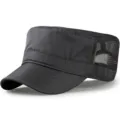 Breathable black mesh cadet cap with honeycomb texture for summer outdoor sun protection. - Standard Size (56-59cm) / Honeycomb Mesh Style / Gray