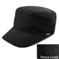 Men's winter warm black fleece-lined military style flat top cadet cap for outdoor - Normal Size (56-59cm) / Fleece Thermal Style / Black