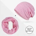 Set berretto e scaldacollo rosa a righe sottili per primavera ed estate leggero - Stile a Doppio Uso / Taglia Unica - Elastico / Rosa Misto