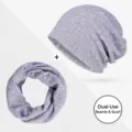 Set berretto e scaldacollo a righe lavanda traspirante e sottile per uomo e donna - Stile a Doppio Uso / Taglia Unica - Elastico / Viola Chiaro Misto