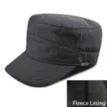 Dark gray fleece-lined cadet cap for men, outdoor warm flat top military style hat - Standard Size (56-59cm) / Fleece Lined Style / Gray