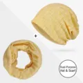Set berretto e scaldacollo in maglia a costine giallo sottile per primavera estate - Stile a Doppio Uso / Taglia unica / Giallo