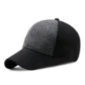 Casquette de baseball d'hiver pour hommes avec panneau tricoté gris et laine noire - Patchwork Noir Gris