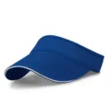 Blue sun visor hat with white brim piping for tennis and sports. - One Size Adjustable (56-59CM) / Royal Blue