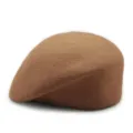 Classic solid brown wool beret hat for women, warm elegant winter fashion accessory - One Size / Dark Khaki
