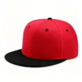 Gorra de béisbol hip-hop ajustable con visera plana en rojo y negro para verano - 56-60cm / Negro y Rojo Rosa